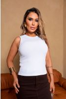 Blusa Regata Com Abertura Nas Costas Feminino Revanche Cartenas BRANCO