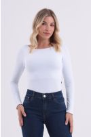Body Manga Longa Decote Canoa Feminino Revanche Bósnia BRANCO