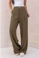 Calça Pantalona Com Prega Bolso Embutido Feminino Revanche Latina VERDE MUSGO