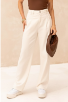 Calça Baggy Sarja Com Pregas No Bolso Feminino Revanche Carséolos NATURAL