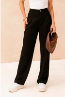 Calça Baggy Sarja Com Pregas No Bolso Feminino Revanche Carséolos PRETO