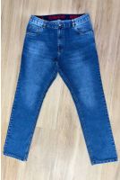 Calça Jeans Reta Com Elastico Personalizado Curvy Masculina Revanche Olivedos Azul