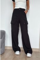 Calça Alfaiataria Wide Bolsos Cargo Feminina Revanche Tagaste PRETO