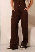 Calça Reta Cos Com Elastico Feminino Revanche Centúripa MARROM