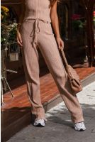 Calça Reta De Tricot Feminina Revanche Igaracy BEGE ESCURO