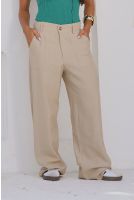 Calça Wide Leg Bolso Sobreposto Feminina Revanche Minia AREIA
