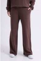 Calça Wide Leg Moletinho Com Elastico Feminino Revanche Africana MARROM ESCURO