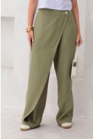 Calça Wide Leg Recorte Avental Feminino Revanche Sora VERDE FOLHAGEM