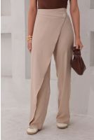 Calça Wide Leg Recorte Avental Feminino Revanche Sora AREIA