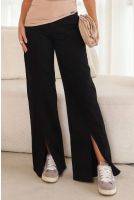 Calça Wide Leg Sarja Recorte e Abertural Frontal Feminino Revanche Zaldapa PRETO