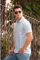 Camisa Básica Blue Stripe Masculina Revanche Kenora AZUL