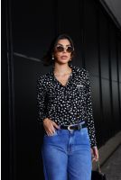 Camisa Estampada Feminina Revanche Sobrália PRETO
