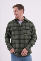Camisa Xadrez Bolsos Com Lapelas Masculino Revanche Curaçao VERDE OLIVA