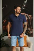 Camiseta Polo Com Elastano e Plaquinha Masculino Revanche Goure AZUL MARINHO