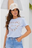 Camiseta Tinturada Love Feminino Revanche Lambaré AZUL BEBE