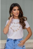 Camiseta Tinturada Love Feminino Revanche Lambaré ROSA BEBE
