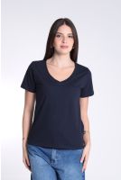 Camiseta Baby Tee Decote V Feminino Revanche Iugoslávia AZUL MARINHO ULTRA