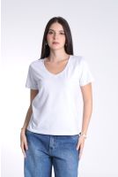 Camiseta Baby Tee Decote V Feminino Revanche Iugoslávia BRANCO