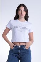Camiseta Cropped Estampada Gola A Fio Feminino Revanche Birmânia BRANCO