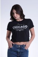 Camiseta Cropped Estampada Gola A Fio Feminino Revanche Birmânia PRETO