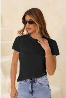 Camiseta Cropped Tinturada Assimétrica Feminino Revanche Escálabis PRETO