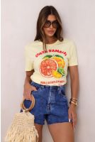 Camiseta Estampada Feminina Revanche Albatera AMARELO CLARO
