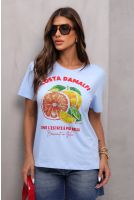 Camiseta Estampada Feminina Revanche Albatera AZUL BEBE