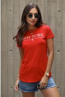 Camiseta Estampada Feminino Revanche Mamúcio VERMELHO-ESCARLATE