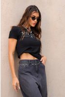 Camiseta Estampada Feminino Revanche Sabatia PRETO