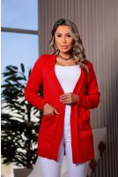 Cardigan Tricot Manga Dobrada Feminina Revanche Atures VERMELHO FERRARI