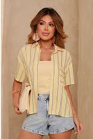 
Camisa Cropped Abertura Lateral Listrada Feminino Revanche Alcanena AMARELO CLARO
