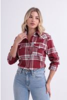 Camisa Xadrez Bolsos Com Lapelas Feminino Revanche Índia 