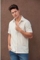 Camisa Bordada Cambraia De Linho Masculino Revanche Chemtou AREIA