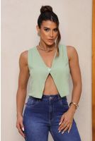 Colete Plano Recorte Princesa Feminino Revanche Concejal VERDE CLARO
