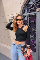 Cropped Vazada Com Alças Feminina Revanche Vidin PRETO