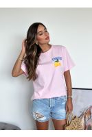 Camiseta Estampada Feminina Revanche Garlitos ROSA BEBE