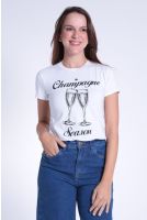 Camiseta Estampada Feminina Revanche Rafaela Champagne Season BRANCO