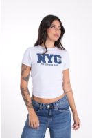 Camiseta Feminina Cropped Bordada Manga Curta Revanche Larissa BRANCO
