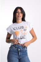 Camiseta Feminina Estampada Cropped Club De Soleil Revanche-CT.FEM.00090 BRANCO