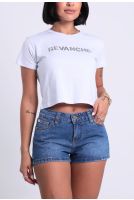 Camiseta Cropped Feminina Com Pedraria - CT.FEM.00094 BRANCO