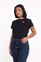 Camiseta Cropped Bordado Vazado Revanche-CT.FEM.00098 PRETO