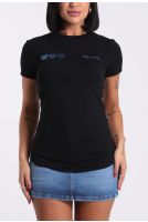 Camiseta Feminina Bordado Patch Coração e Assinatura Revanche-CT.FEM.00101 PRETO