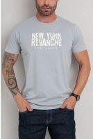 Camiseta Bordada Masculino Revanche Cástulo CINZA CLARO