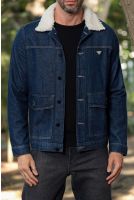 Jaqueta Jeans Com Pelinho Masculino Revanche Tupandi Azul