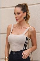 Regata Cropped Tricot Listras Feminina Revanche Guanta AREIA