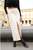 Saia Longa Cargo Color Com Fenda  Feminina Revanche Arganza  NATURAL
