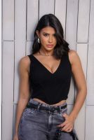 Top Corset Ribbed Feminino Revanche Malloa PRETO