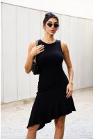 Vestido Manga Regata Com Babado Na Barra Feminino Revanche Lacónia PRETO