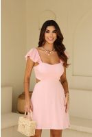 Vestido Curto Com Babado Na Alça Feminino Revanche Mondariz  ROSA CLARO