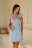 Vestido Curto Com Babado Na Alça Feminino Revanche Mondariz  AZUL CLARO